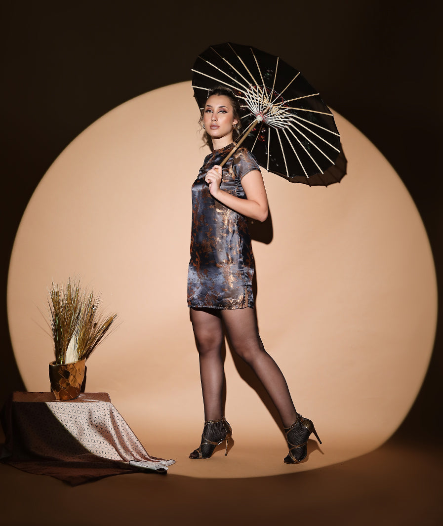 Cheongsam Dragon Satin Dress